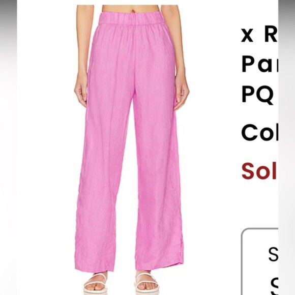 PQ x Revolve Women's Pink Sammy Button Up Shirt & Pants Set Size Small - Picture 3 of 11